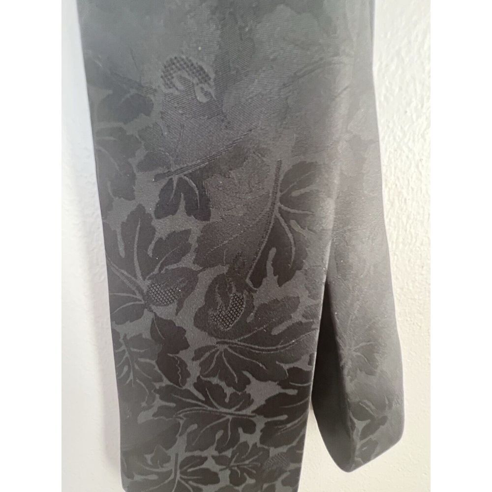 Vintage Jordache Black Muted Floral Pattern Silk Neck Tie  80s Mens Formal‎